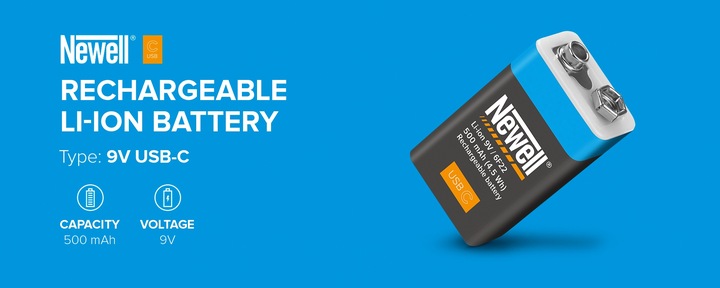 Akumulator Bateria Newell 9 V R9 USB-C 500 mAh