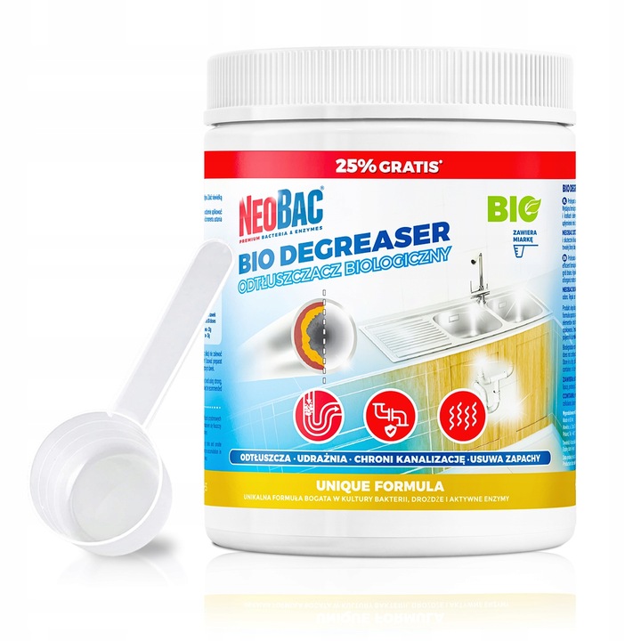 Tłuszcze Odtłuszczanie Kanalizacji Usuwa ZAPACHY NeoBac Odtłuszczacz