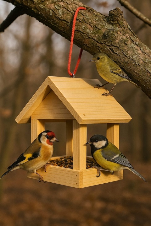 Karmnik dla ptaków + ziarno pokarm do samodzielnego malowania