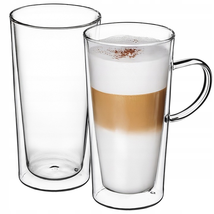 2x SZKLANKI DO KAWY HERBATY LATTE 470ml TERMICZNE Z PODWÓJNĄ ŚCIANKĄ DUŻE