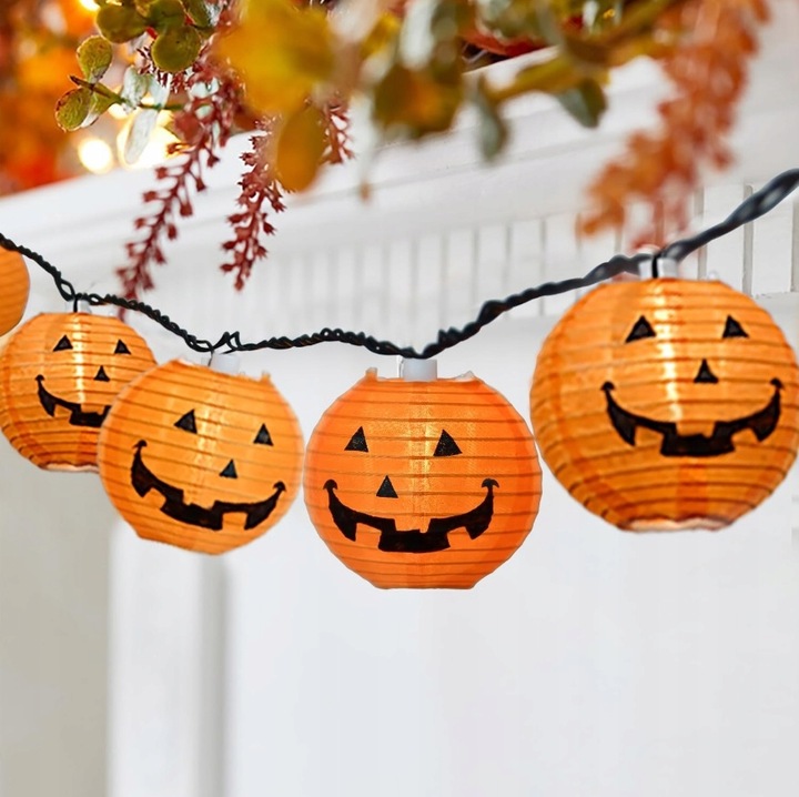 Girlanda Lampiony DYNIE LED Ozdoba HALLOWEEN Lampki Wiszące Dynie 2m