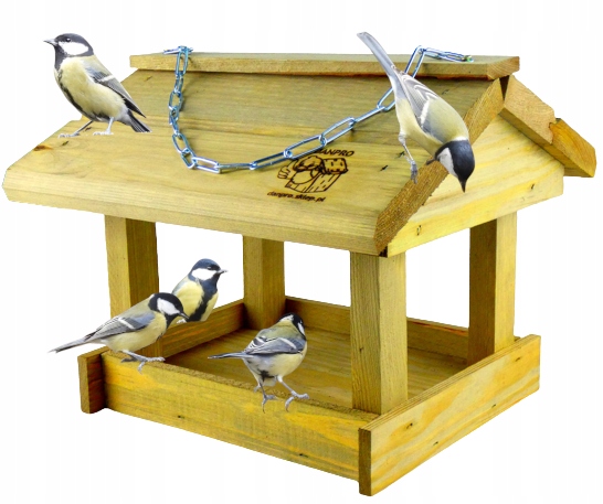 Karmnik dla ptaków zimujących K-35 Klasyczny Drewniany Domek Budka