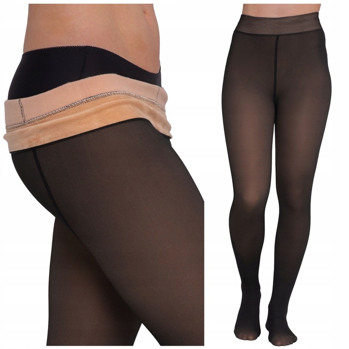 Ciepłe Rajstopy Grube Damskie Ocieplane Matowe Gładkie Zimowe Rajtuzy L/XL