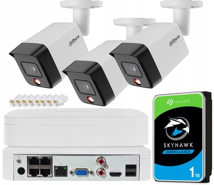 Zestaw Monitoringu Dahua Bez Kabla 3 Kamery 6Mpx Dzień/Noc Kolor Detekcja