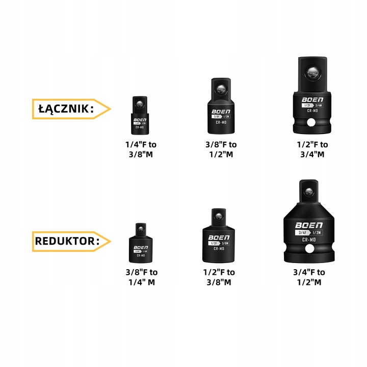 REDUKCJE ADAPTER REDUKCYJNE 1/2 1/4 3/8 3/4 CRMO