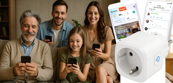 INTELIGENTNE GNIAZDKO WiFi SMART TUYA GNIAZDO WATOMIERZ PROGRAMATOR