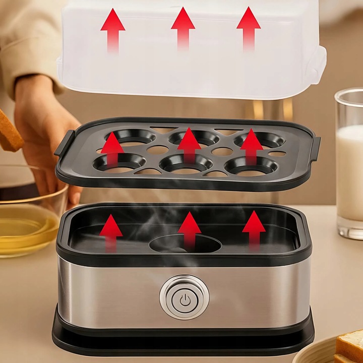 JAJOWAR AUTOMAT DO GOTOWANIA JAJEK OMLETU 6 JAJEK 200W ZESTAW Z MIARKĄ