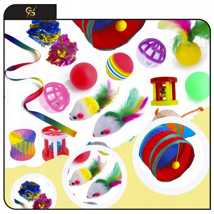 Zestaw Zabawki Dla Kota Mysz Wędka Piłki Duży Domek Tunel dla Kota 20 el XL