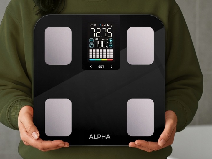Waga Łazienkowa Elektroniczna Alpha - Aplikacja po Polsku Analityczna