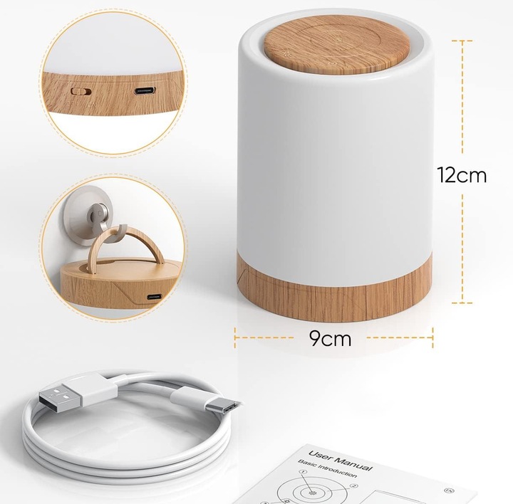 LAMPKA NOCNA LED, DOTYKOWA, ŚCIEMNIANA, LAMPA STOŁOWA LED, LAMPKA