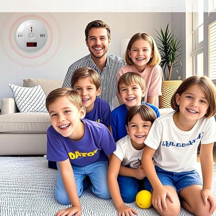 CZUJNIK CZADU GAZU DETEKTOR WYKRYWACZ TLENKU WĘGLA ALARM BEZPRZEWODOWY LCD