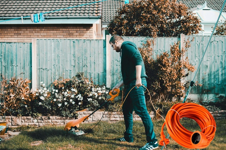 PRZEDŁUŻACZ OGRODOWY DO KOSIARKI BUDOWLANY POJEDYŃCZY GRUBY SZNUR