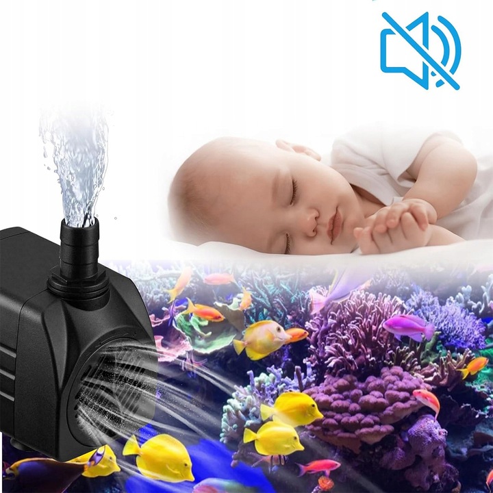 Mocna Pompa 2000L/h DO oczka WODNEGO FONTANNA KASKADA + 3 Końcówki