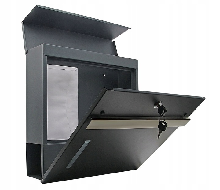 Skrzynka na listy wrzutnia z NUMEREM DOMU ADRESEM DRUK UV ANTRACYT