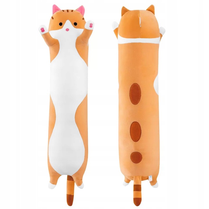MASKOTKA KOT KOTEK DLUGI PODUSZKA PLUSZAK PRZYTULANKA DLA DZIECI BRĄZ 70CM