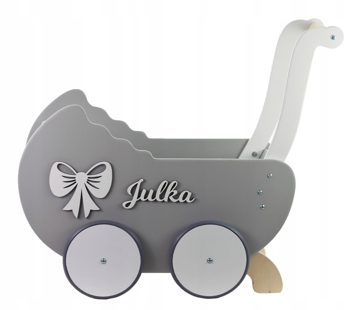DREWNIANY WÓZEK DLA LALEK + IMIĘ prezent na roczek