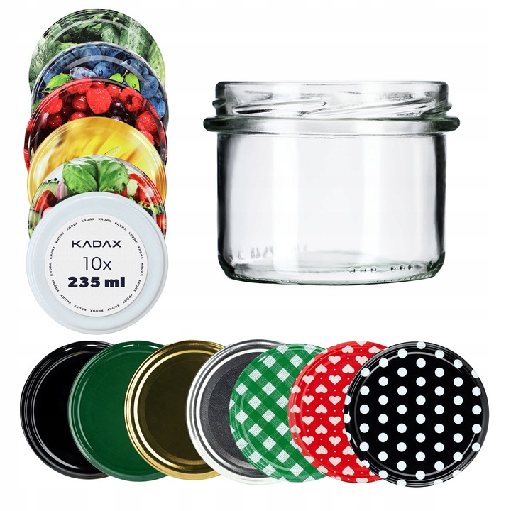 SŁOIK 235 ml SŁOIKI NA MIÓD PRZETWORY SZKLANY DO ŚWIEC ZAKRĘTKI 10 SZT