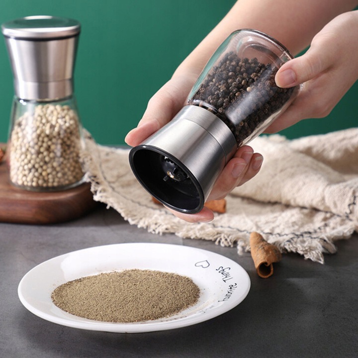 MŁYNEK RĘCZNY do SOLI i PIEPRZU ZESTAW 2szt. SZKLANE MŁYNKI KARL HAUSMANN