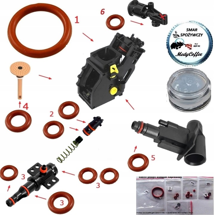 Do Saeco Philips LatteGo Uszczelki + Smar