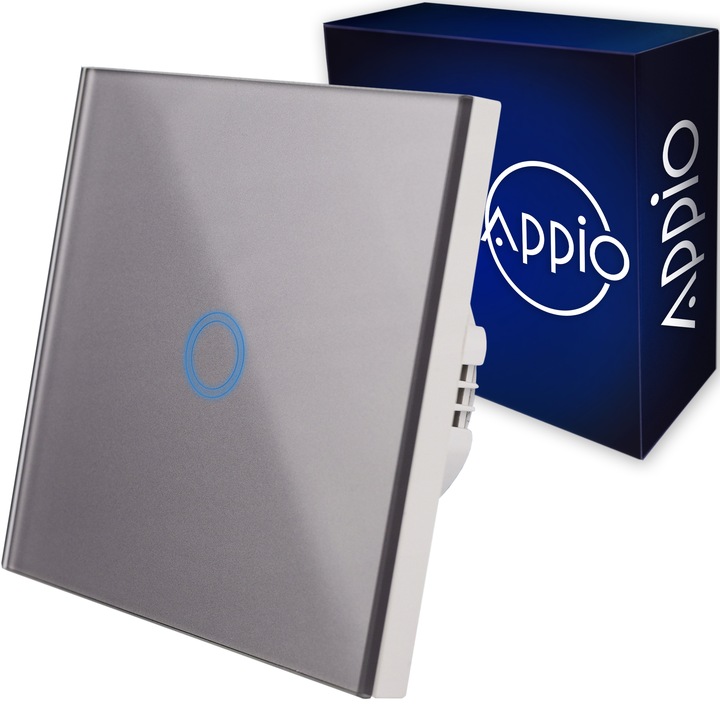 DOTYKOWY WŁĄCZNIK WYŁĄCZNIK ŚWIATŁA SZKLANY POJEDYNCZY SZKŁO SZARE LED