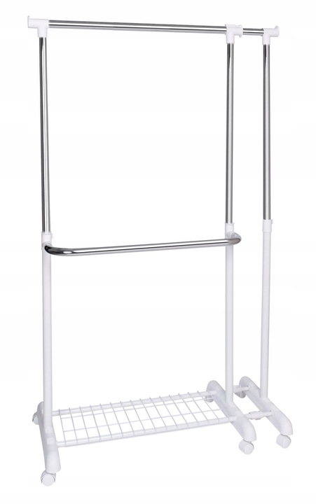 WIESZAK NA UBRANIA BUTY KÓŁKACH STOJĄCY STOJAK SKANDYNAWSKI BIAŁY