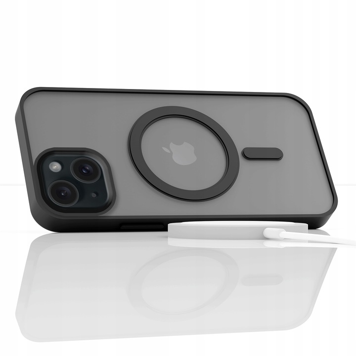 Etui Do Apple iPhone 15 (Magsafe, Czarne Matowe, Wzmacniane) +Szkło 9H 2,5D