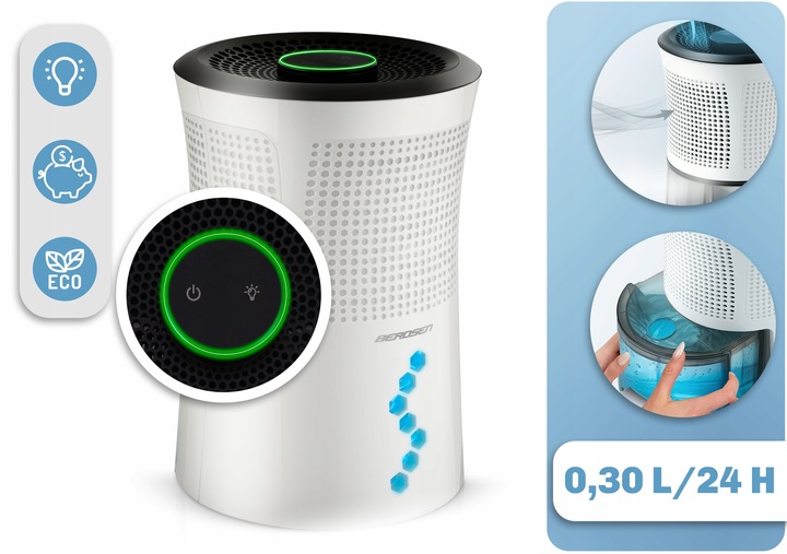 OSUSZACZ POWIETRZA POCHŁANIACZ WILGOCI CICHY 34dB LED Berdsen