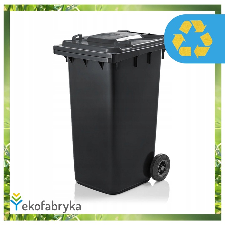 Pojemnik na śmieci 240l odpad ZMIESZANE Kosz WEBER Najwyższa Jakość CZARNY