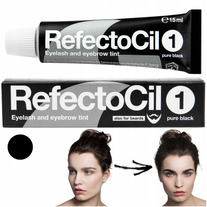 HENNA REFECTOCIL DO BRWI I RZĘS 15ml CZARNA 1.0. W ŻELU