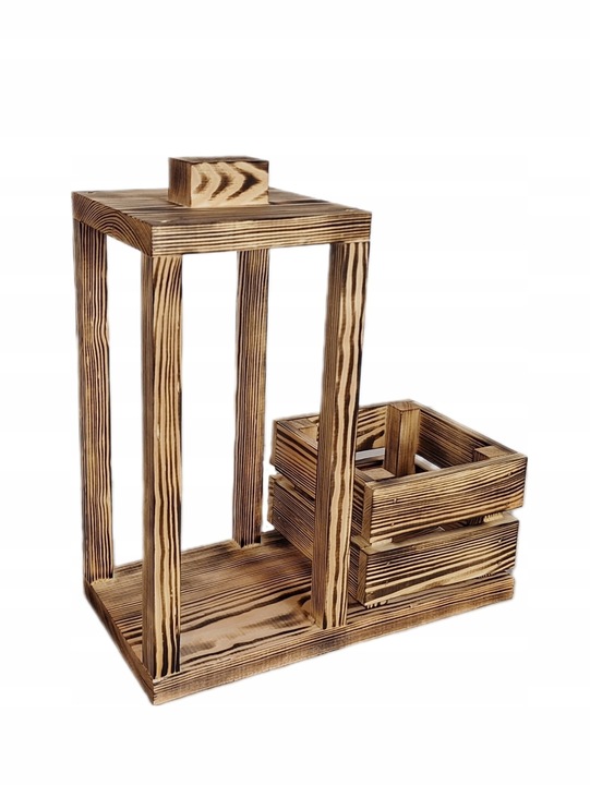 lampion drewniany pod stroik na cmentarz z doniczką