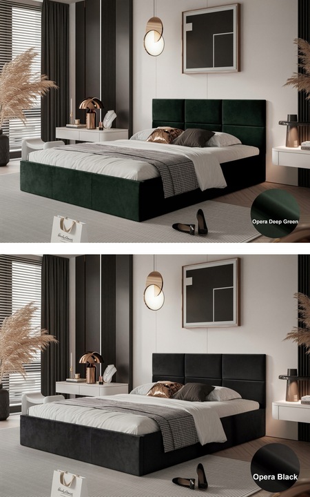 ŁOŻKO TAPICEROWANE PORTO Z PODNOSZONYM STELAŻEM POJEMNIKIEM POŚCIEL 180x200