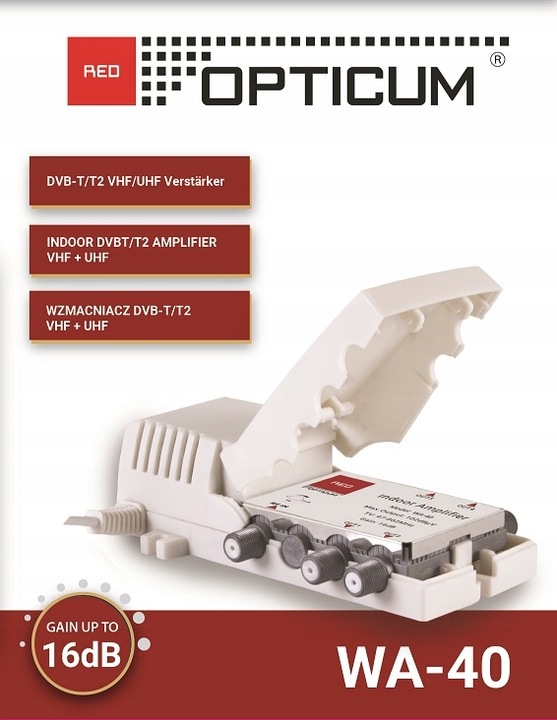 Wzmacniacz Sygnału TV DVB-T FM 1/ 4 wyjścia Antenowy DVB-T 16dB