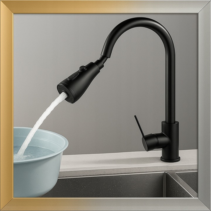 PRZEDŁUŻACZ KRANU KUCHENNEGO AERATOR PERLATOR 3 FUNKCJE 360° CZARNY
