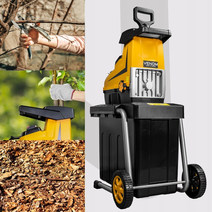 ROZDRABNIACZ ELEKTRYCZNY RĘBAK DO GAŁĘZI PRO MOCNY SILNIK ZBIORNIK 60L