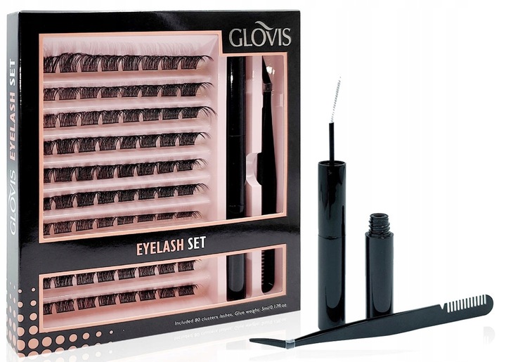 GLOVIS Rzęsy Bondingowe Zestaw do Samodzielnej Aplikacji + Klej do