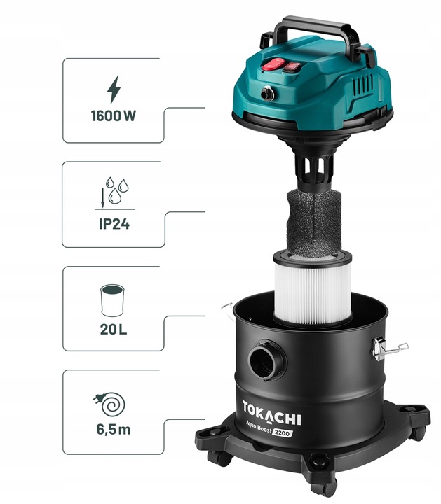 MOCNY ODKURZACZ PIORĄCY 4W1 WĄSKA SSAWKA DO PRANIA TAPICERKI DYWANÓW 2200