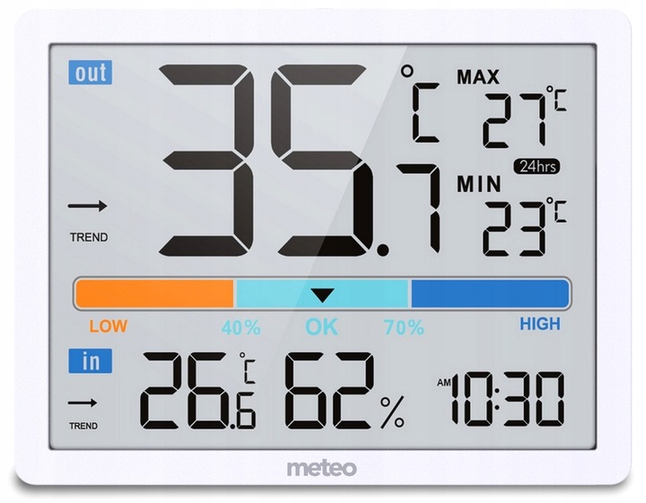 STACJA POGODY POGODOWA CYFROWA TERMOMETR WILGOTNOŚCIOMIERZ ZEGAR