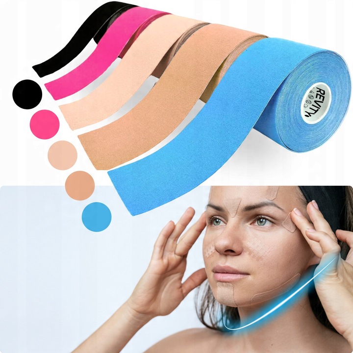 TAŚMA DO BIUSTU TAPINGU TWARZY 5m KINEZJOLOGICZNA KINESIO LIFT TAPE TEJPY