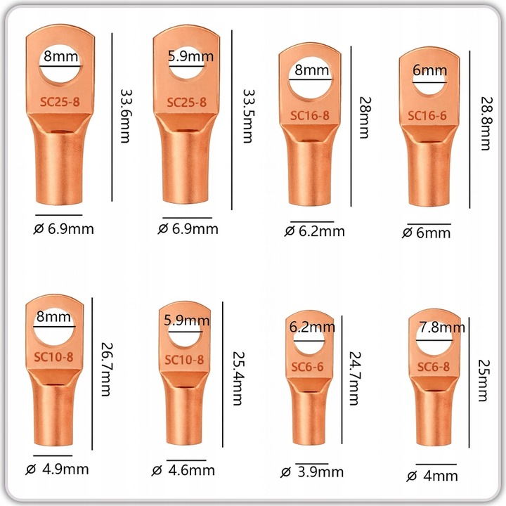ZACISKARKA KABLI PRZEWODÓW PRASKA TULEJKI 6-50mm2 + 60 końcówek