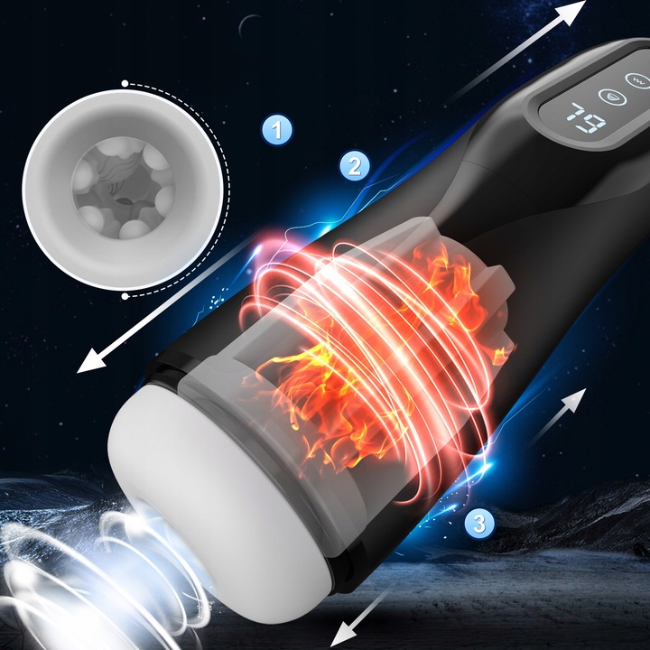 Automatyczne masturbator meski z funkcją ssania, wibracji, ogrzewania