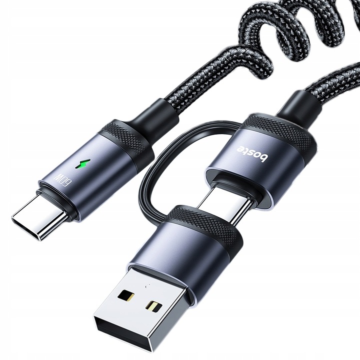BOSTE SZYBKI KABEL PRZEWÓD USB-C / USB-A DO USB-C 2W1 60W PD QC MOCNY 1.5M