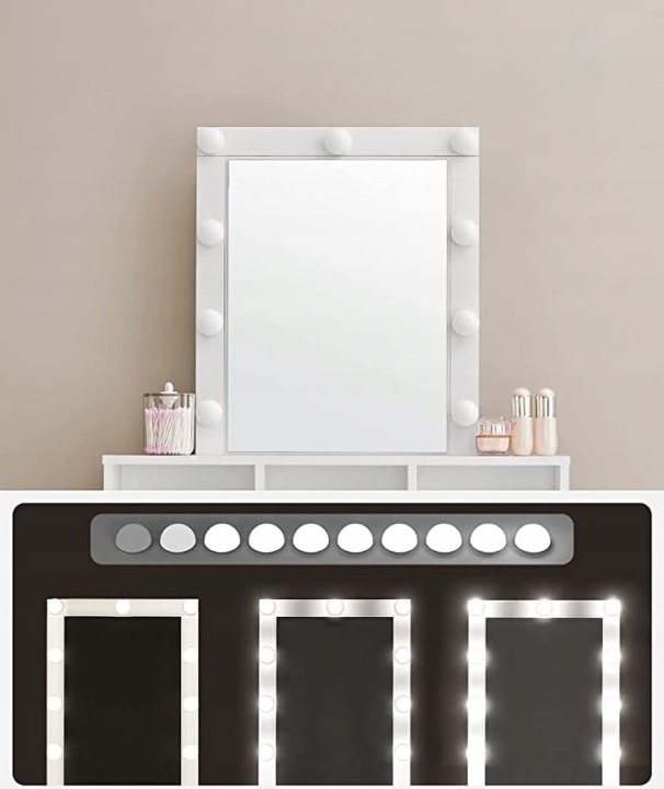 Toaletka biała lustro kosmetyczna oświetlenie 9 LED