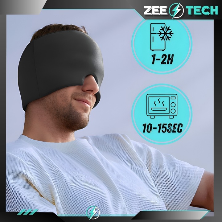 CZAPKA ŁAGODZĄCA NA BÓL GŁOWY MIGRENĘ MASKA CHŁODZĄCA KOMPRES ŻELOWY OKŁAD