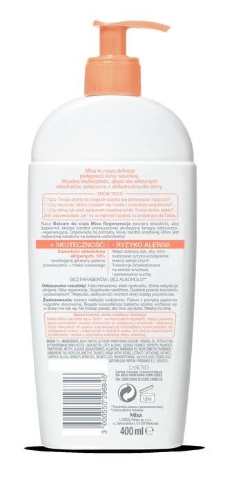 Balsam Do Ciała Mixa Kojący Do Skóry Wrażliwej Z Allantoiną+Gliceryną