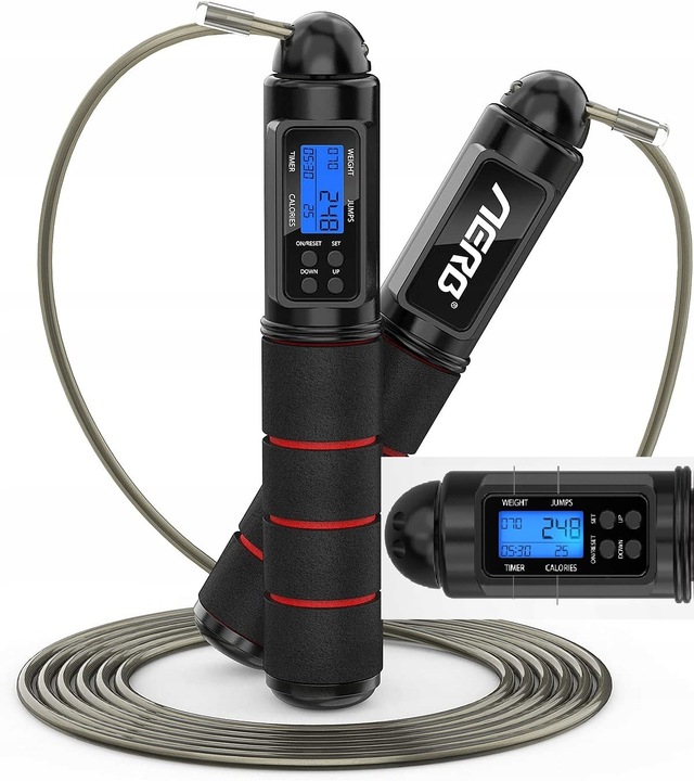 Skakanka z licznikiem LCD, regulowana długość , fitnes , odchudzanie linka