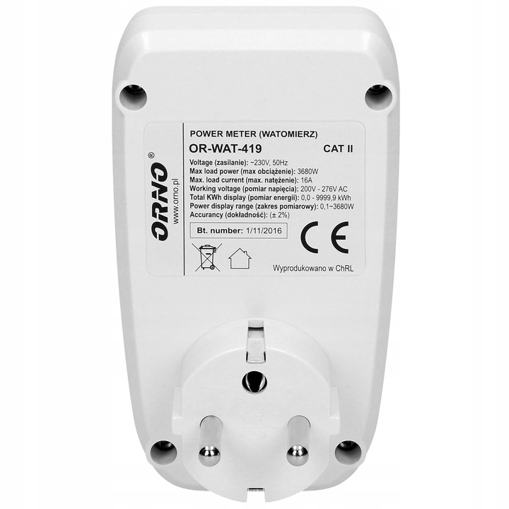 WATOMIERZ MIERNIK LICZNIK ZUŻYCIA PRĄDU POBORU ENERGII ELEKTRYCZNEJ LCD