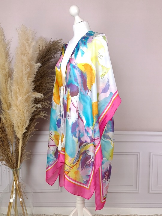 PAREO SUKIENKA PLAŻOWA JEDWAB chusta BOHO KOLORY