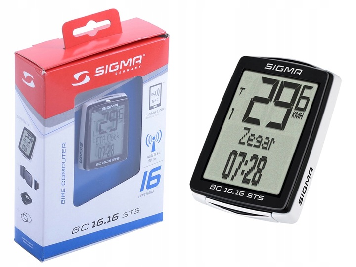 BEZPRZEWODOWY LICZNIK ROWEROWY SIGMA 16.16 NFC PODŚWIETLENIE POLSKIE MENU