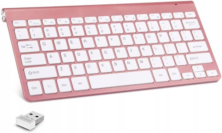 Klawiatura bezprzewodowa rose gold do komputera QWERTY różowa mała bez num