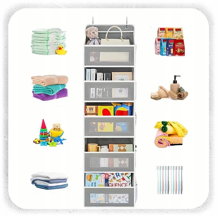 ORGANIZER NA DRZWI WISZĄCY DO SZAFY 5 PÓŁEK KIESZENIE KOSZ NA ZABAWKI